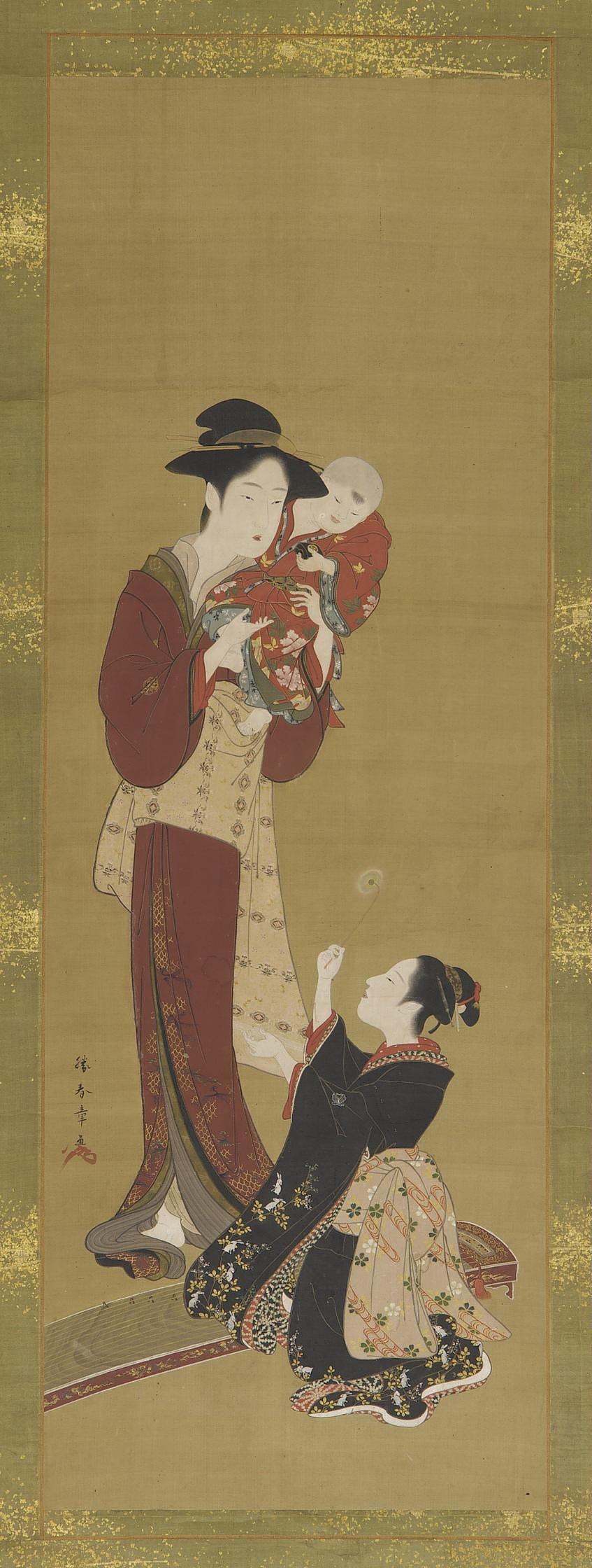 Katsukawa Shunsho, Woman, a baby and a young girl