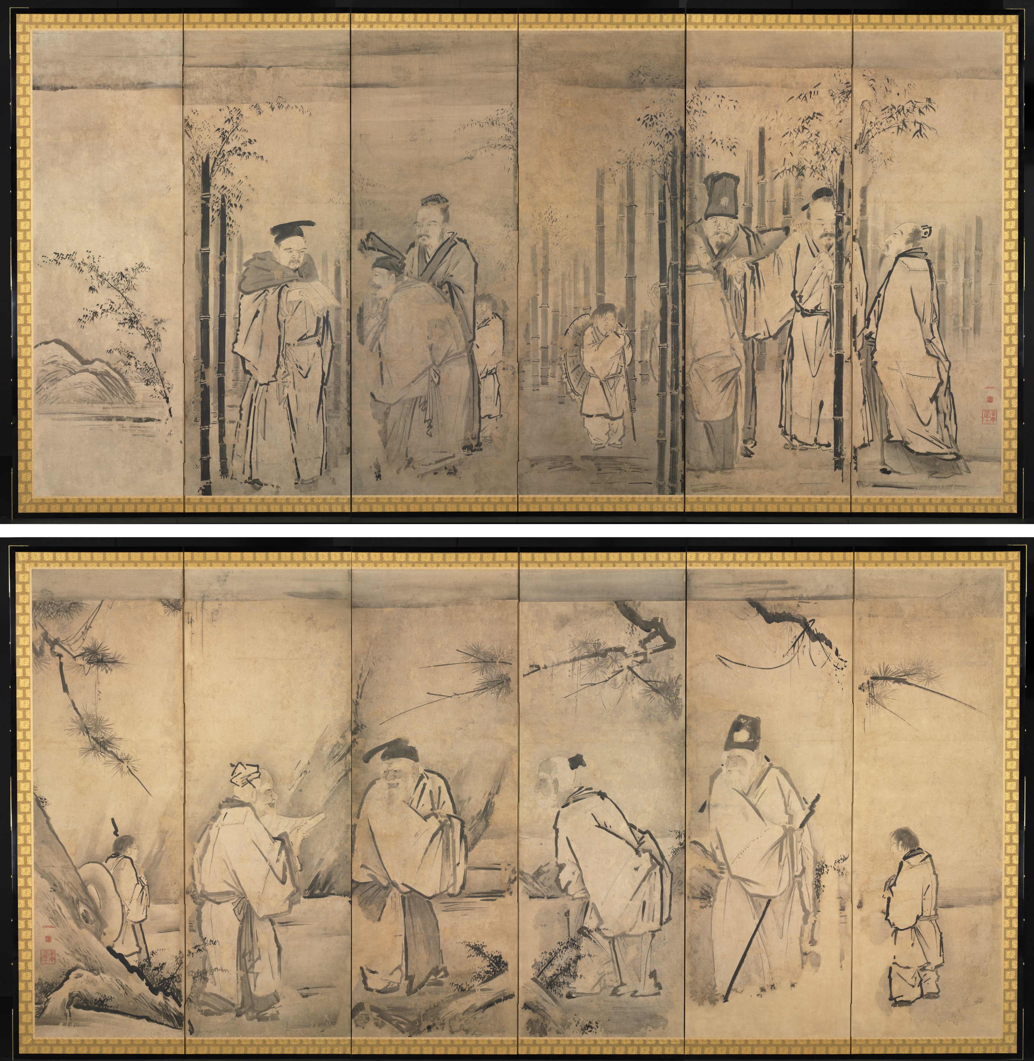 Kano Tan’yū, Seven Sages of the Bamboo Grove; Four Elders of Mt. Shang