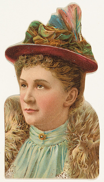 W. Duke, Sons & Co., Actress wearing pink hat with multi-colored feathers, from Stars of the Stage, Fourth Series (N132) issued by Duke Sons & Co. to promote Honest Long Cut Tobacco