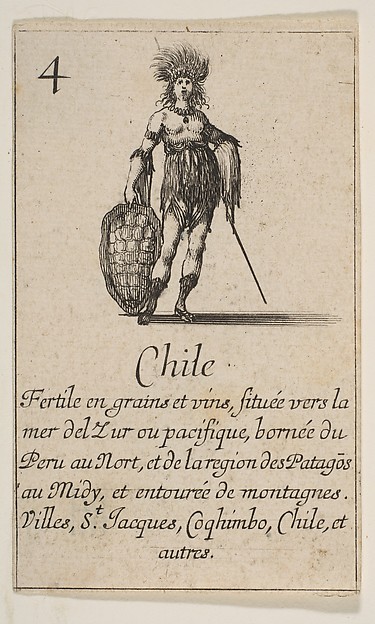 Stefano della Bella, Chile, from the playing cards "Jeu de la Géographie"