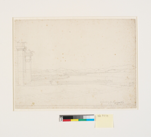 C.W. Eckersberg, Parti ved Fontana Acetosa - udsigt fra fontænen nord for Rom over Tiberen mod nord