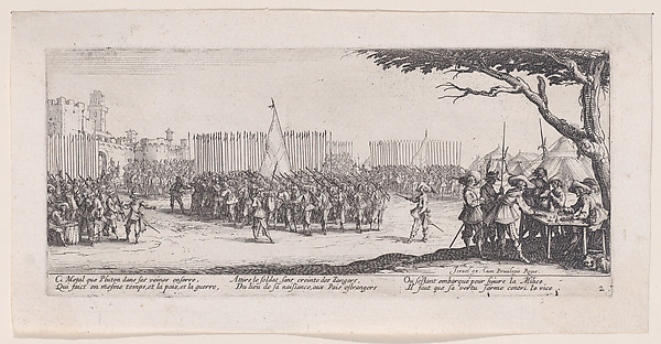 Jacques Callot, L'Enrolement des Troupes (The Enlistment of Troops), from Les Misères et les Mal-Heures de la Guerre (The Miseries and Misfortunes of War), plate 2