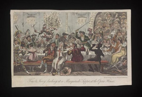 Cruikshank, George, Tom and Jerry larking at a Masquerade Supper at the Opera House