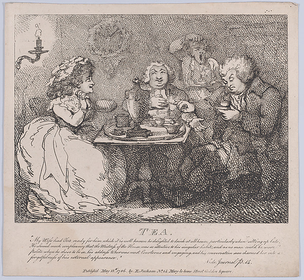 Thomas Rowlandson, Tea (Picturesque Beauties of Boswell, Part the First)