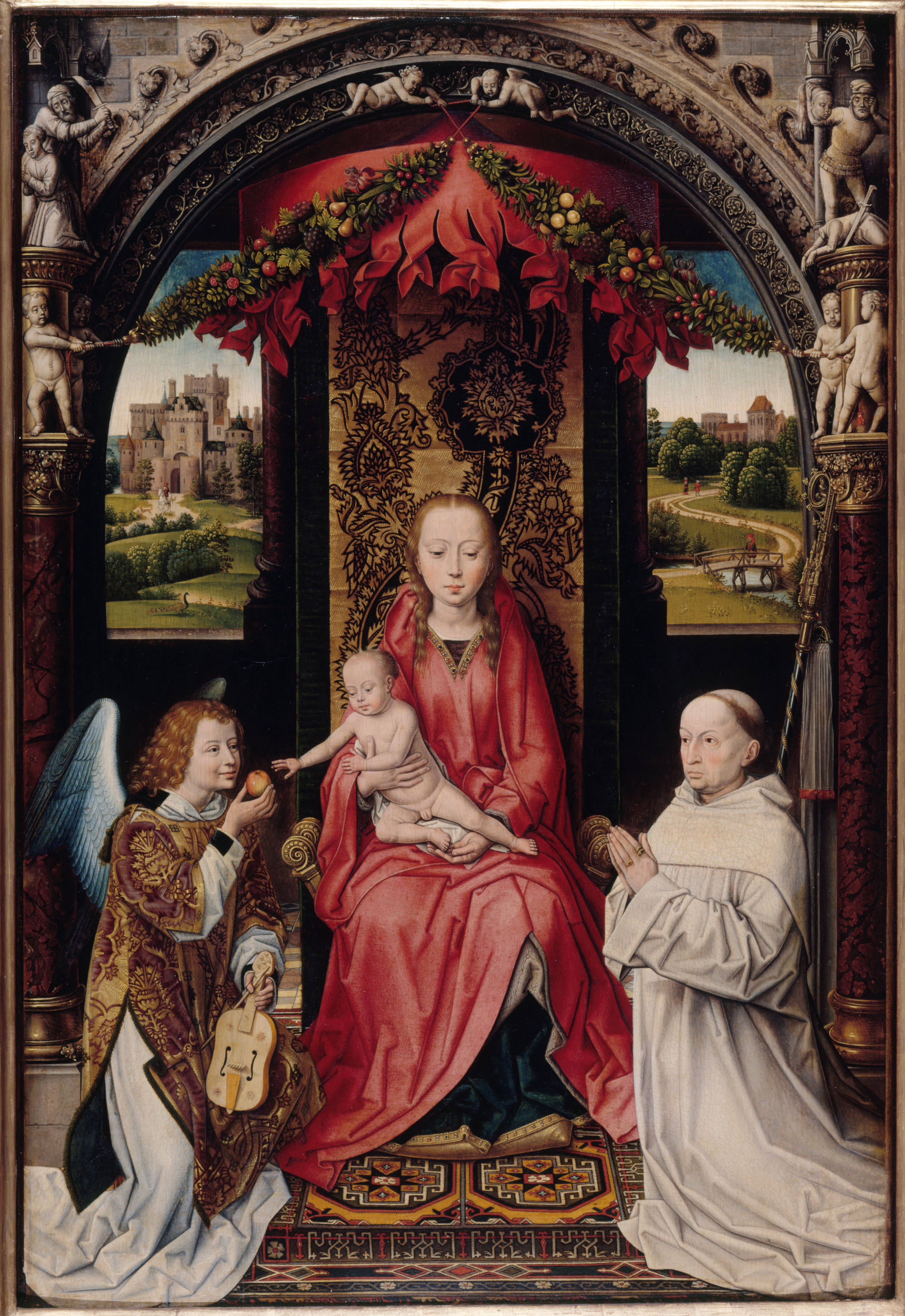 Anonyme, Vierge à l'Enfant avec un ange et un donateur, d'après Memling
