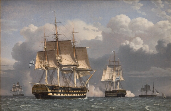 C.W. Eckersberg, To russiske linjeskibe som saluterer