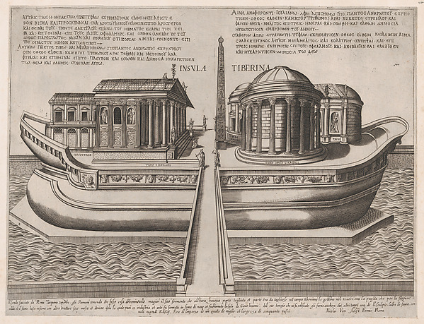 Anonymous, Temples on the Isle of Tiber, from "Speculum Romanae Magnificentiae"
