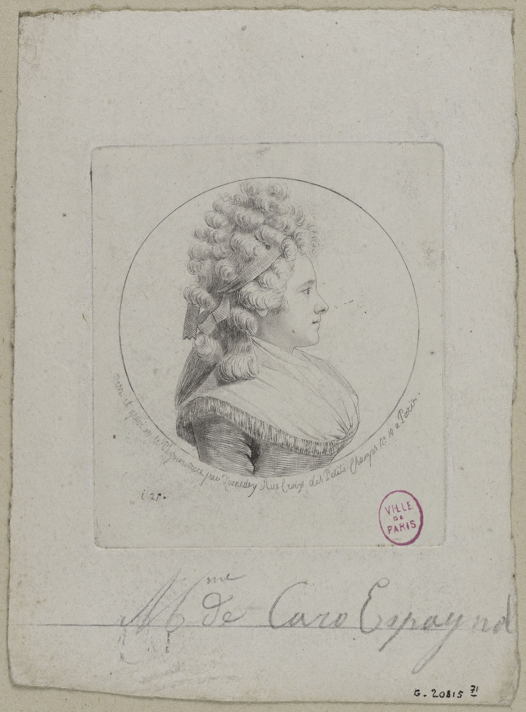 Edmé Quenedey, Portrait de Madame de Caro