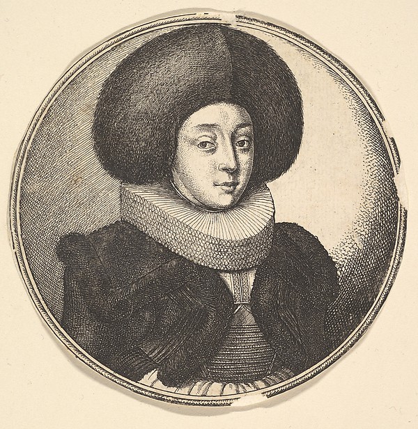 Wenceslaus Hollar, Woman with large circular fur hat and lace ruff