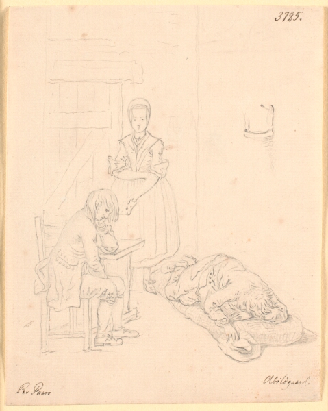 Nicolai Abildgaard, Marthe Køkkentøs kommer ind i stuen til Peder Paars og Per Ruus med brevet. "Peder Paars" III. bog II. sang