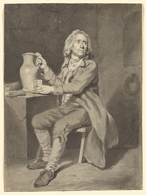 Jean Jacques de Boissieu, Seated Man with a Pitcher and a Glass