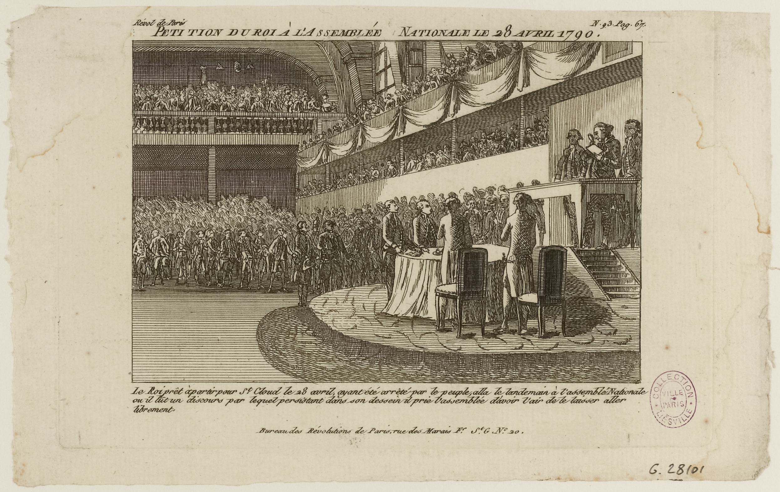 Anonyme, Pétition du roi à l'assemblée nationale le 28 avril 1790.