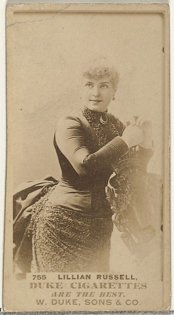 W. Duke, Sons & Co., Card Number 755, Lillian Russell, from the Actors and Actresses series (N145-7) issued by Duke Sons & Co. to promote Duke Cigarettes