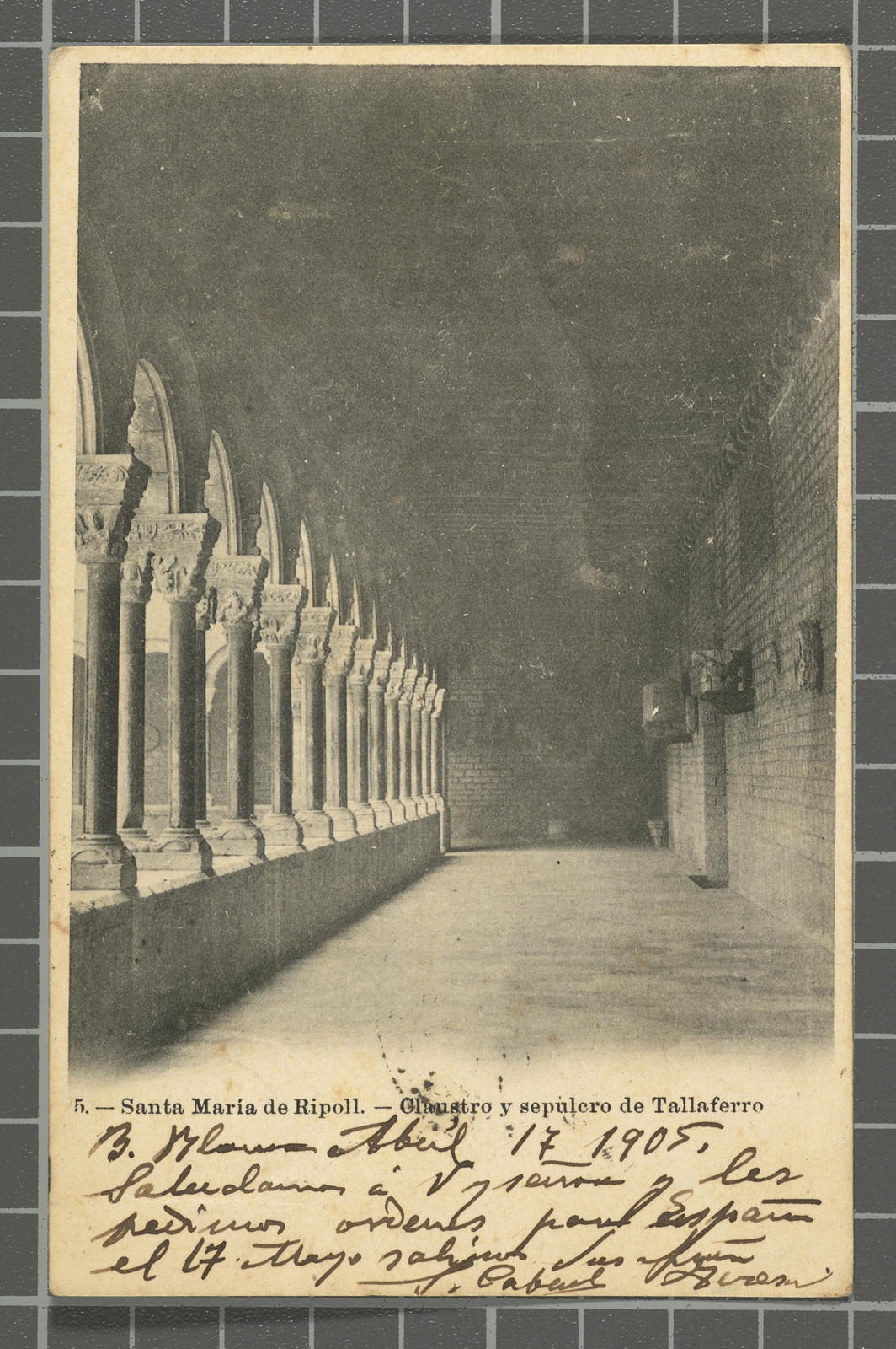 Desconegut, 5. -Santa Maria de Ripoll. - Claustro y sepulcro de Tallaferro