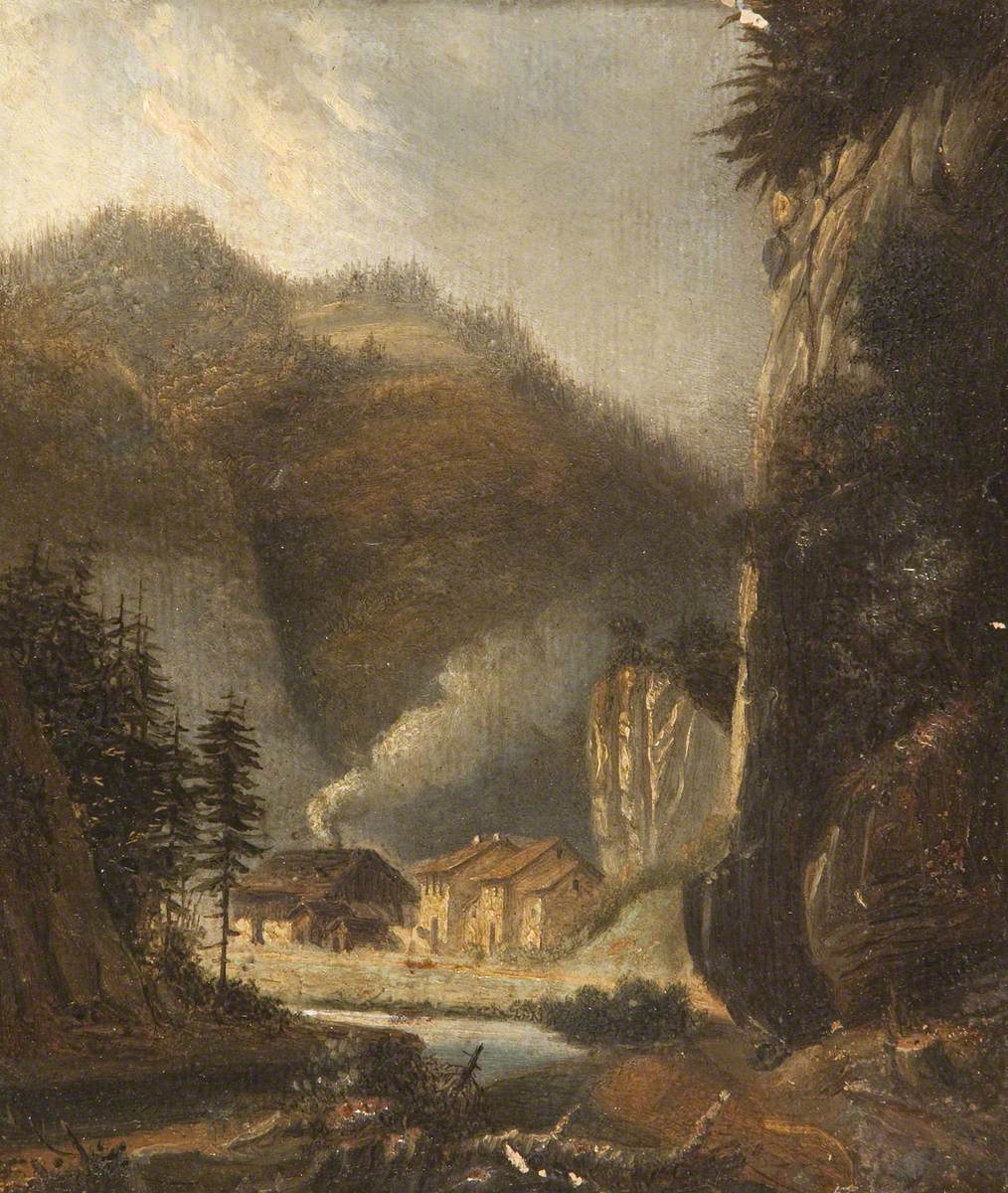 Georgiana Chatterton, Subalpine Valley with a Village below