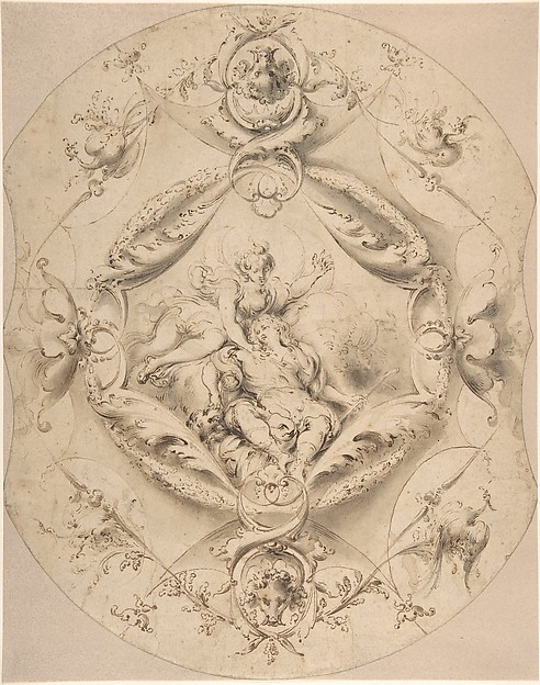 Jacob Denys, Ornamental Design with Diana and Endymion in a Central Cartouche