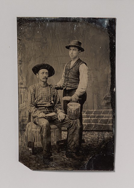 Unknown, [Two Painters, One Seated and One Standing, with Brushes and a Bucket]