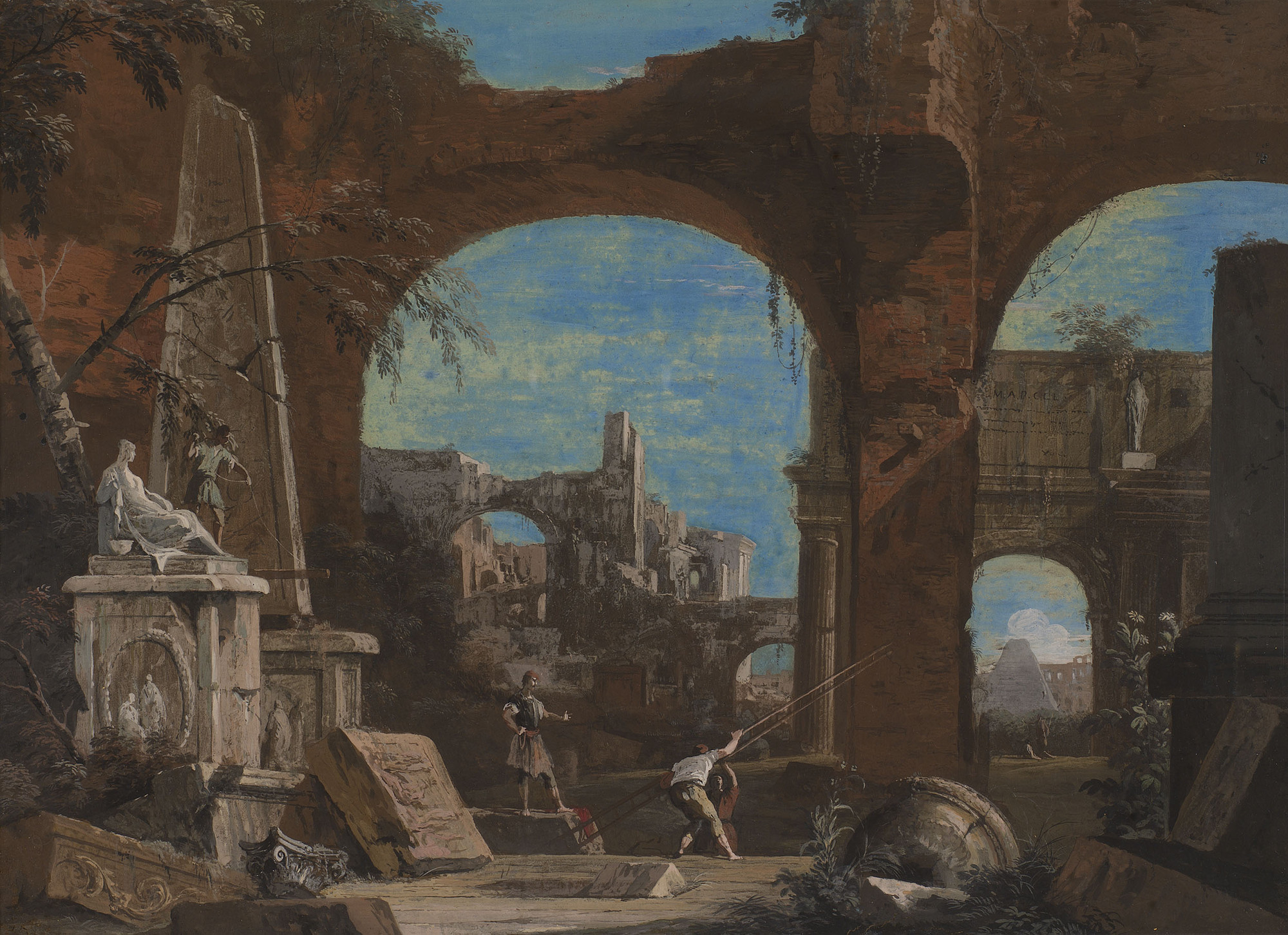 Marco Ricci, A Ruin Caprice with Roman Motifs