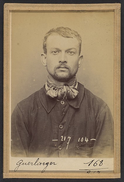 Alphonse Bertillon, Guerlinger. Pierre. 28 ans, né le 31/5/65 à St-Avold (Moselle). Journalier. Anarchiste. 14/4/94.