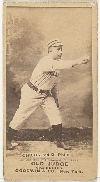 Goodwin & Company, Clarence Algernon "Cupid" Childs, 2nd Base, Philadelphia, from the Old Judge series (N172) for Old Judge Cigarettes