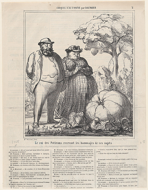 Honoré Daumier, The king of pumpkins receiving the homage of his subjects, from "Autumn sketches"