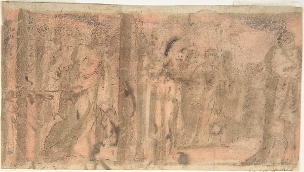 Anonymous, Italian, 16th century, Study of a Scene of Martyrdom (recto); Study of Three Figures (verso)