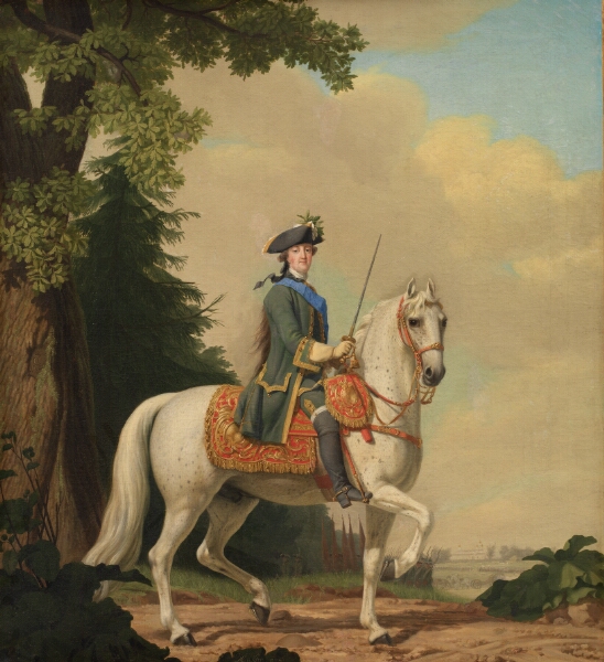Vigilius Eriksen, Katharina II af Rusland, ridende i garderuniform på hesten Brillante, den 28. juni 1762