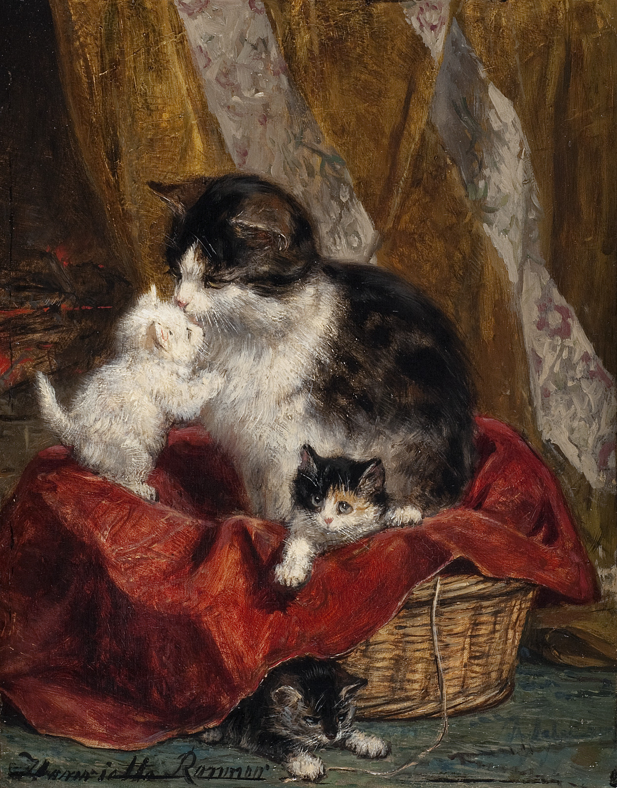 Henriëtte Ronner-Knip, A Cat with Three Kitten