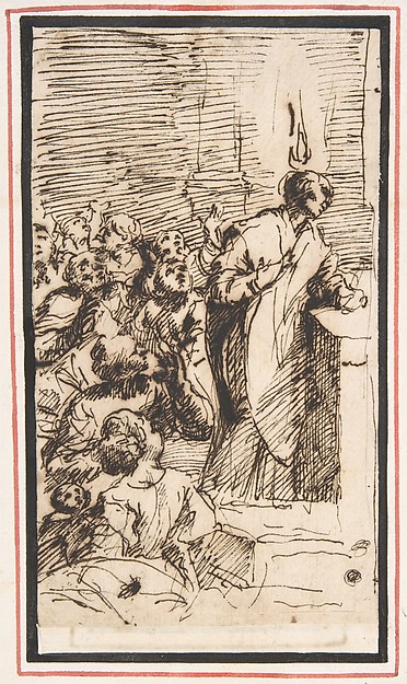 Giovanni Lanfranco, The Miraculous Mass of Saint Martin of Tours with the Apparition of a Ball of Fire above His Head