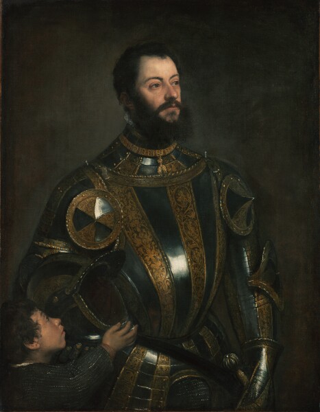 Titian, Portrait of Alfonso d'Avalos, Marchese del Vasto, in Armor with a Page