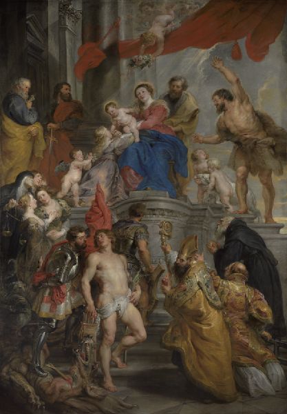 Peter Paul Rubens, Enthroned Madonna Adored by Saints