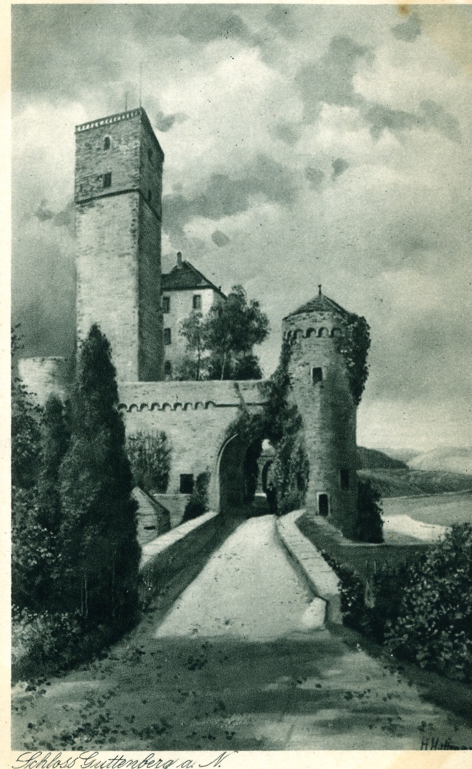 Heinrich Hoffmann (Kunstmaler), Postkarte Schloss Guttenberg