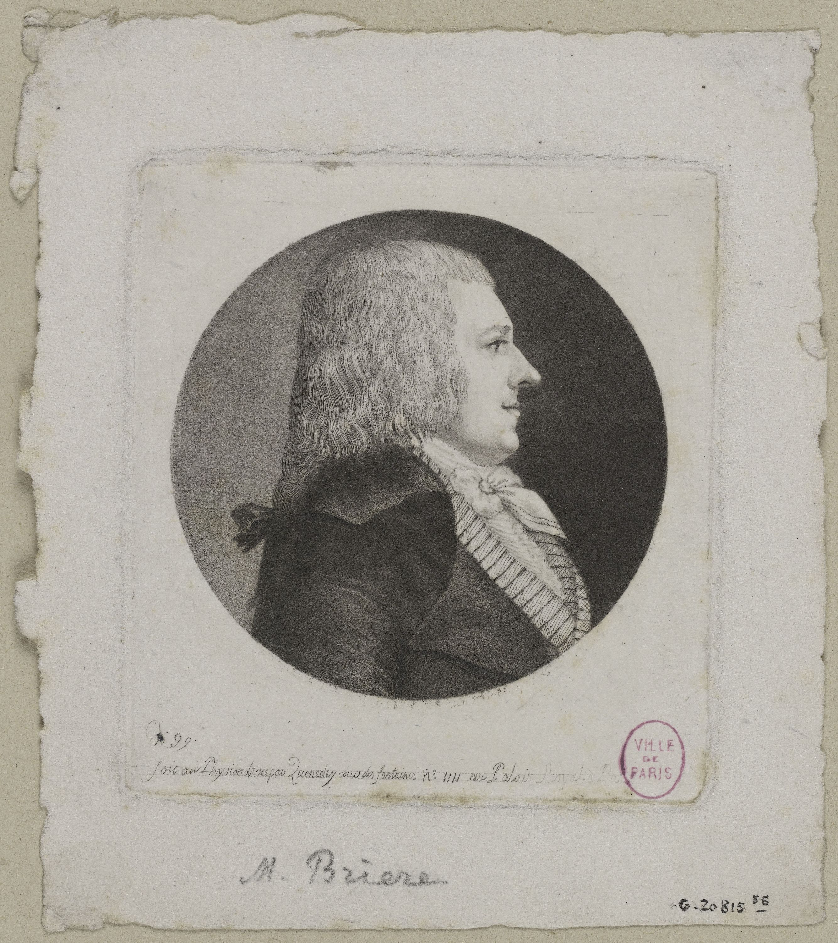 Edmé Quenedey, Portrait de Monsieur Brière (Daniel - Jacques Jean - David), 1761 - 1835), avocat et législateur