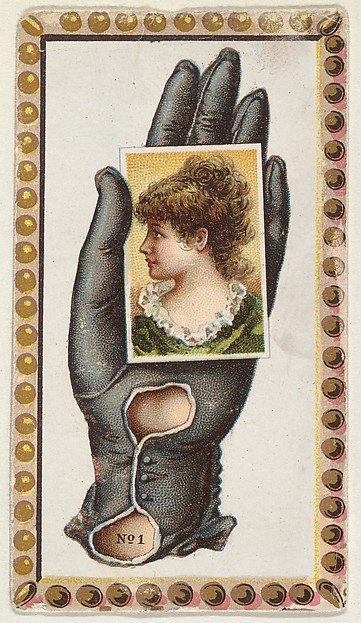 Allen & Ginter, Card Number 1, cut-out from banner advertising the Opera Gloves series (G29) for Allen & Ginter Cigarettes