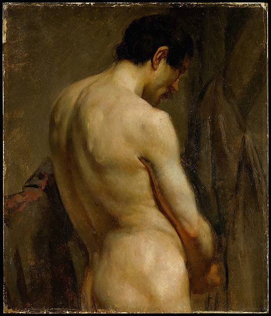 Eugène Delacroix, Male Academy Figure: Half-Length, Side View