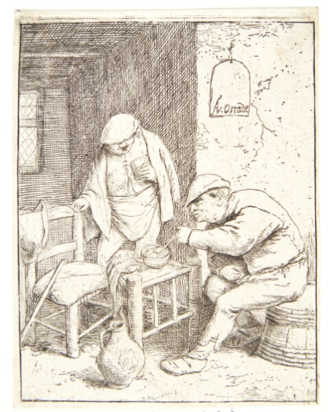 Adriaen van Ostade, Tre bønder, der ryger og drikker i en krostue