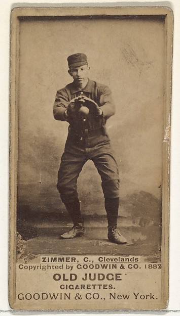 Goodwin & Company, Charles Louis "Chief" Zimmer, Catcher, Cleveland, from the Old Judge series (N172) for Old Judge Cigarettes