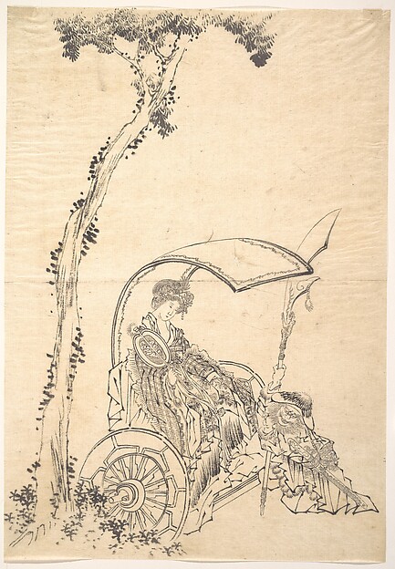 Katsushika Hokusai, Lady in a Chariot