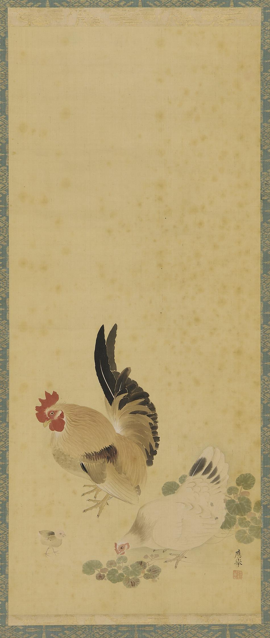Maruyama Okyo, Cock, hen and chick