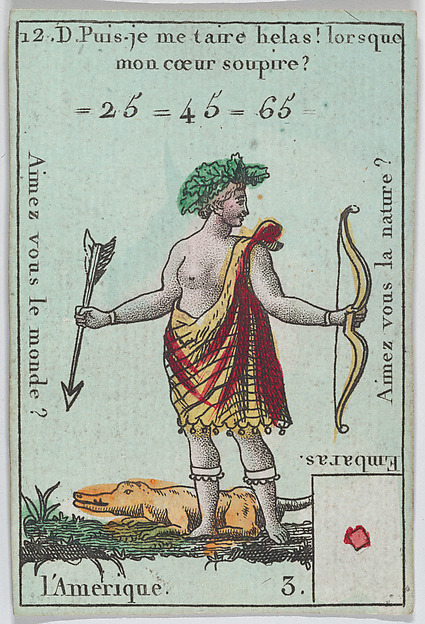 Anonymous, French, 18th century, L'Amerique from playing cards "Jeu d'Or"