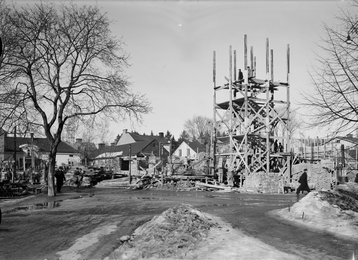 Paul Sandberg, Flerbostadshus under byggnation, Börjegatan - Odensgatan, Uppsala 1945