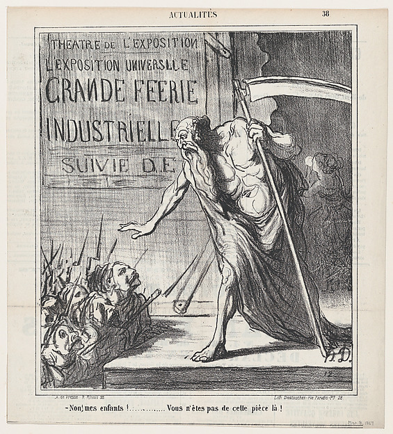 Honoré Daumier, No my children... you are not part of this play here!, from 'News of the day,' published in Le Charivari, March 8, 1867