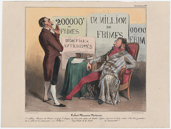 Honoré Daumier, Plate 5: Robert Macaire as notary public, from 'Caricaturana,' published in Les Robert Macaires