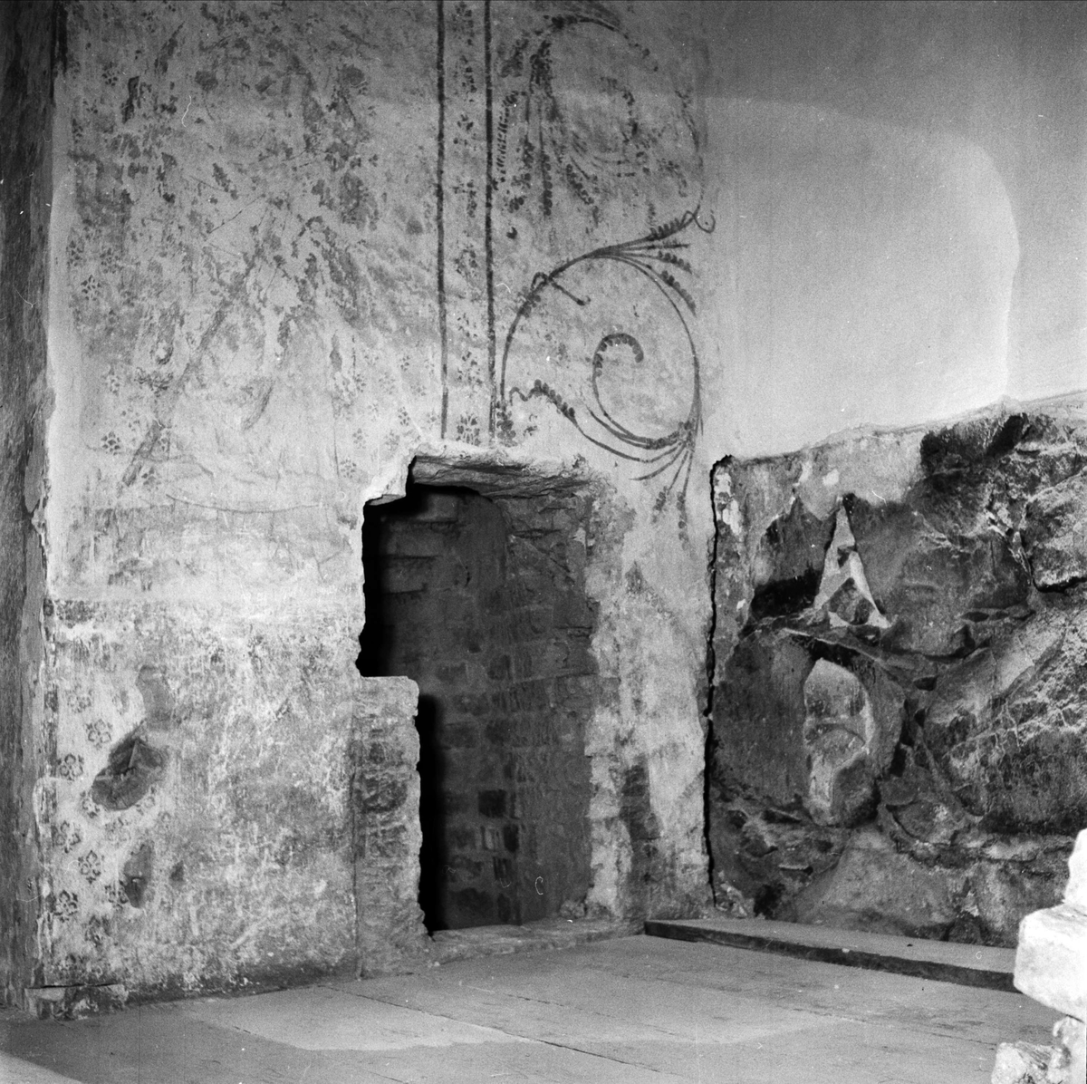 Uppsala-Bild, Lime painting in Börje Church, Börje parish, Uppland 1953