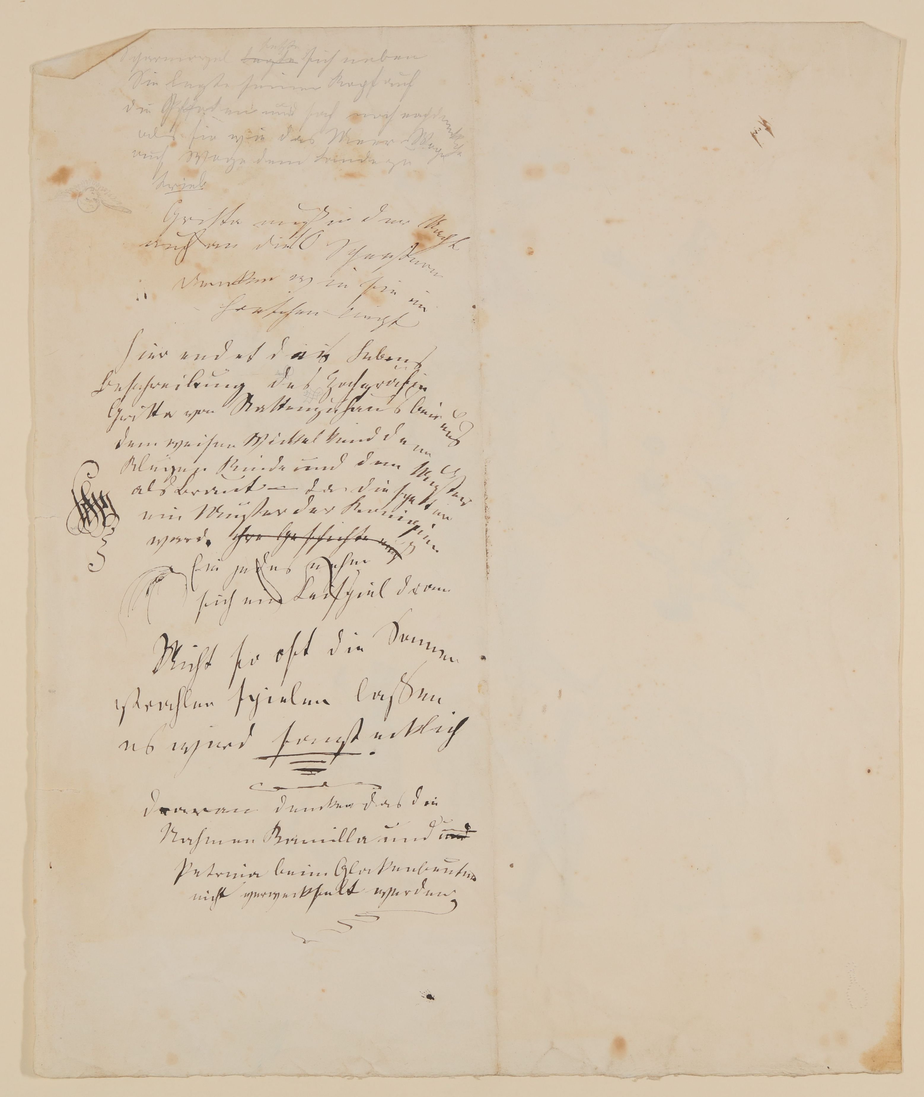 Gisela von Arnim, Textfragment zu dem Märchenroman "Das Leben der Hochgräfin Gritta von Rattenzuhausbeiuns" [aus einer Mappe mit Skizzenblättern von Gisela von Arnim und Herman Grimm]