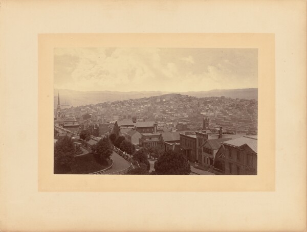 Eadweard J. Muybridge, [View Overlooking the City and Bay from North Building of Mr. Leland Stanford's House]