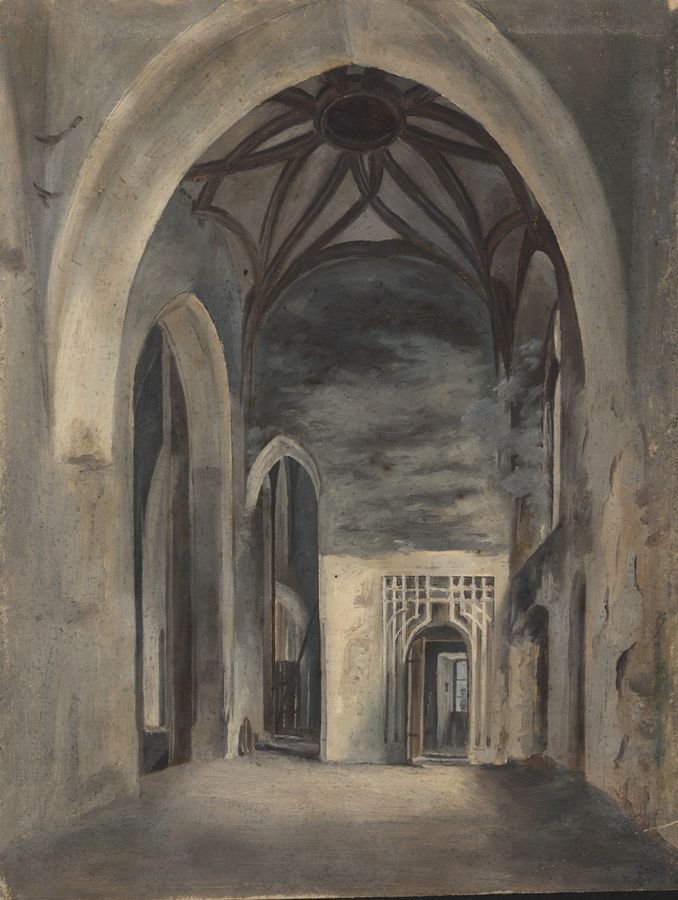 Johann Martin Bernatz, Blick in das Innere einer gotischen Kirche