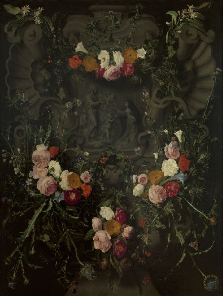 Erasmus Quellinus II, Saint Catherine of Siena Surrounded by a Garland of Flowers