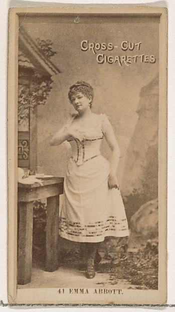 W. Duke, Sons & Co., Card Number 41, Emma Abbott, from the Actors and Actresses series (N145-2) issued by Duke Sons & Co. to promote Cross Cut Cigarettes