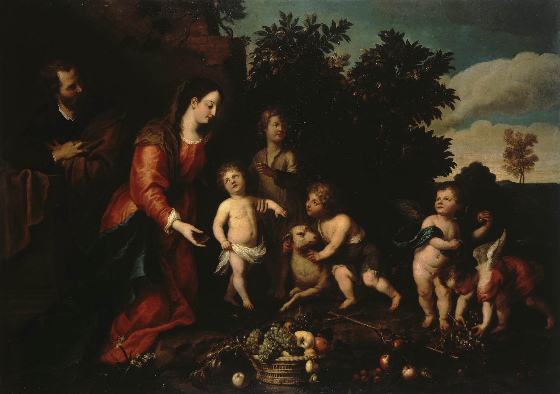 Abraham van Diepenbeeck, Holy Family with the Infant John and Angels